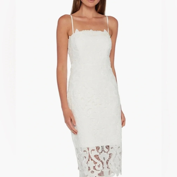 NWT Bardot White Nina Lace Midi Dress 10 - Picture 1 of 6